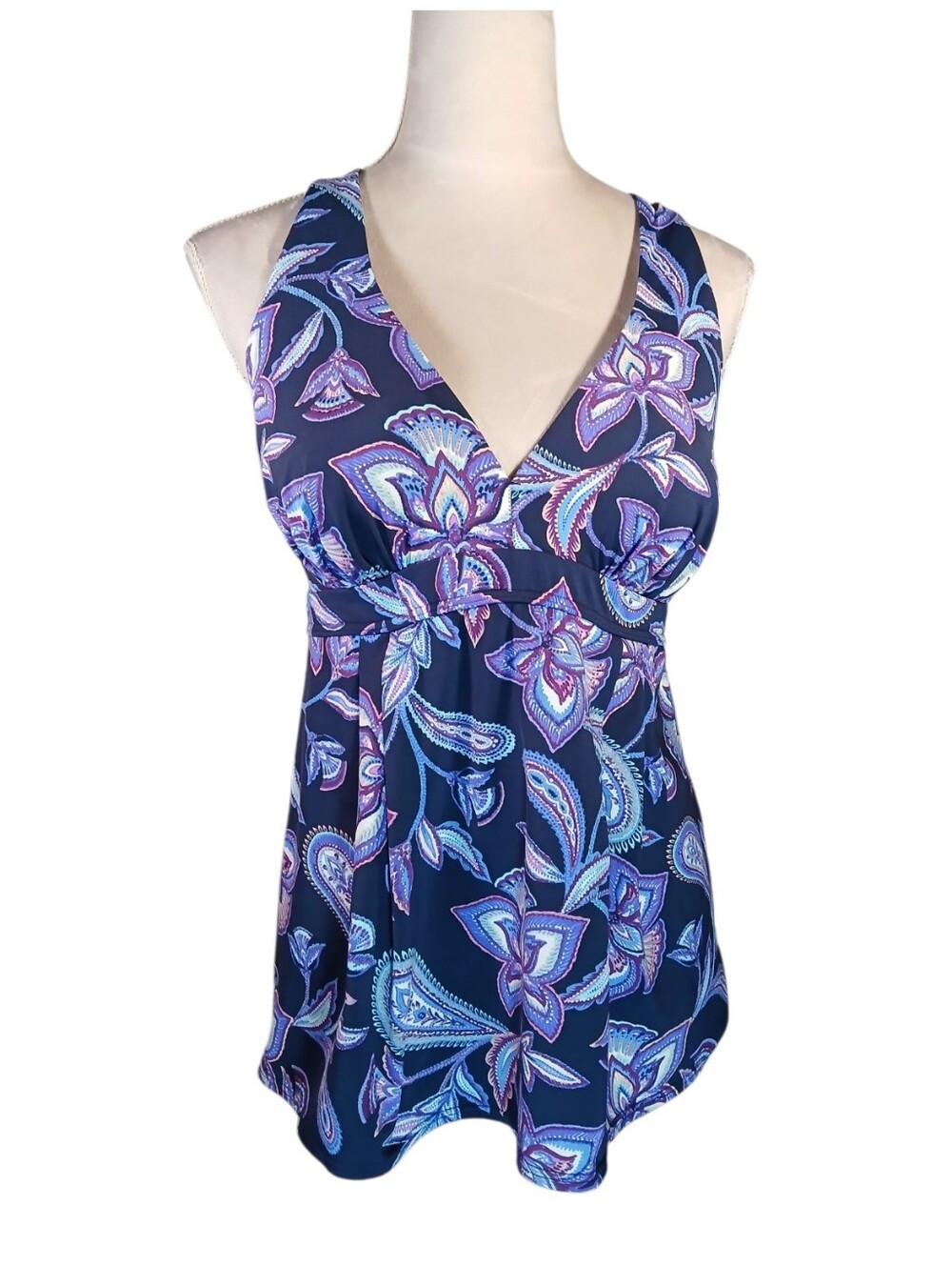 Lands' End Colorful Paisley Print Tankini Top